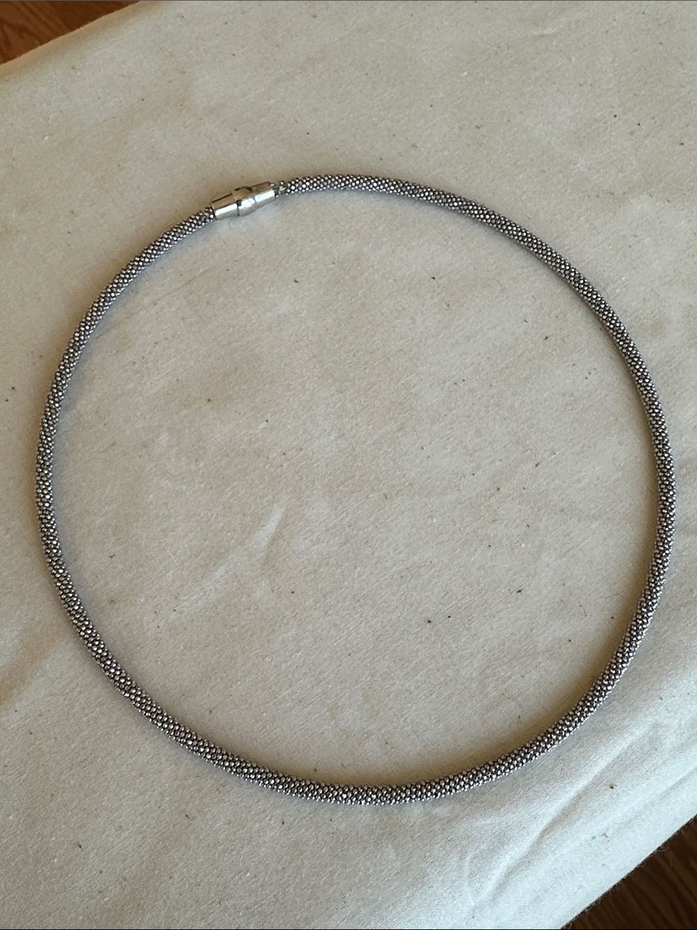Sterling Silver Mesh Choker Necklace- 925 Made in Italy